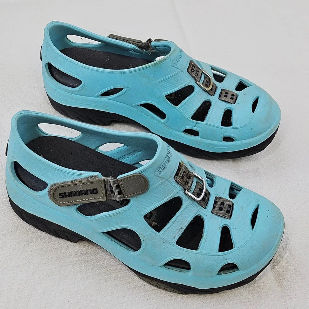 Shimano Evair Marine Shoes Light‎ Blue Fishing Boating Sandals Mens 5 Womens 7
